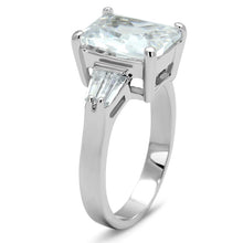 Load image into Gallery viewer, LO4091 - Rhodium Brass Ring with AAA Grade CZ  in Clear