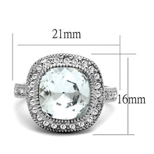 Load image into Gallery viewer, LO4092 - Rhodium Brass Ring with Top Grade Crystal  in Clear