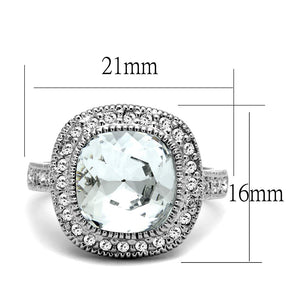 LO4092 - Rhodium Brass Ring with Top Grade Crystal  in Clear