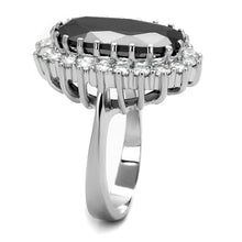 Load image into Gallery viewer, LO4094 - Rhodium Brass Ring with AAA Grade CZ  in Black Diamond