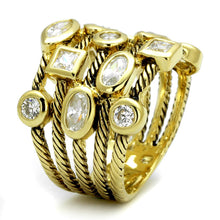 Load image into Gallery viewer, LO4096 - Gold Brass Ring with AAA Grade CZ  in Clear