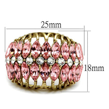 Load image into Gallery viewer, LO4108 - IP Gold(Ion Plating) Brass Ring with Top Grade Crystal  in Rose