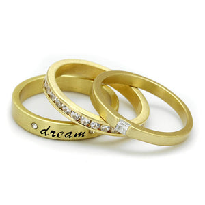 LO4114 - Gold Brass Ring with AAA Grade CZ  in Clear