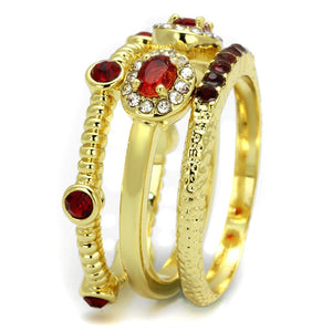 LO4116 - Gold Brass Ring with Top Grade Crystal  in Siam