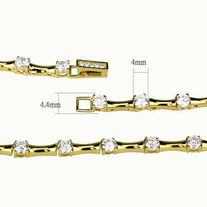 LO4123 - Gold Brass Necklace with AAA Grade CZ  in Clear