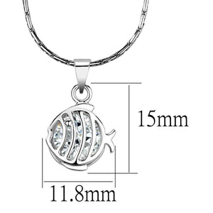 LO4148 - Rhodium Brass Chain Pendant with AAA Grade CZ  in Clear