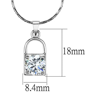 LO4150 - Rhodium Brass Chain Pendant with AAA Grade CZ  in Clear