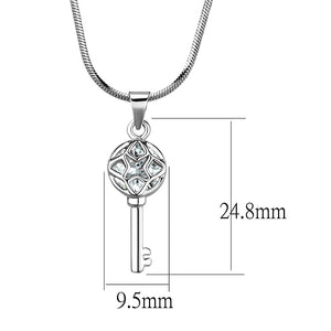 LO4158 - Rhodium Brass Chain Pendant with AAA Grade CZ  in Clear