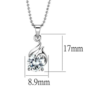 LO4165 - Rhodium Brass Chain Pendant with AAA Grade CZ  in Clear