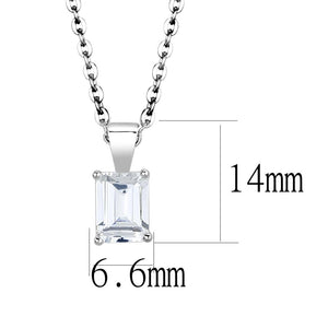 LO4172-16+2 - Rhodium Brass Chain Pendant with AAA Grade CZ  in Clear