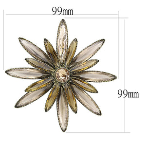 LO4176 - Antique Copper Brass Brooches with Synthetic Synthetic Glass in Champagne