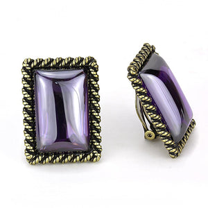 LO4178 - Antique Copper Brass Earrings with AAA Grade CZ  in Amethyst