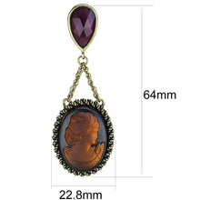 Load image into Gallery viewer, LO4182 - Antique Copper Brass Earrings with Synthetic Synthetic Stone in Smoked Quartz