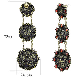 LO4196 - Antique Copper Brass Earrings with AAA Grade CZ  in Garnet