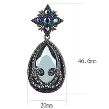 Load image into Gallery viewer, LO4201 - TIN Cobalt Black Brass Earrings with AAA Grade CZ  in Clear