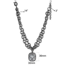 Load image into Gallery viewer, LO4207 - TIN Cobalt Black Brass Necklace with AAA Grade CZ  in Clear