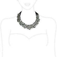 Load image into Gallery viewer, LO4208 - TIN Cobalt Black Brass Necklace with Synthetic Synthetic Glass in Black Diamond