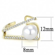 Load image into Gallery viewer, LO4246 - Flash Gold Brass Ring with Synthetic Pearl in White