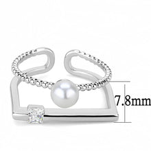 Load image into Gallery viewer, LO4263 - Rhodium Brass Ring with Synthetic Pearl in White