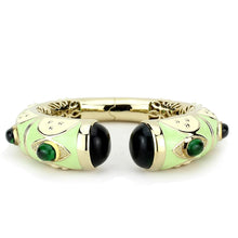 Load image into Gallery viewer, LO4267 - Gold Brass Bangle with Synthetic  in Emerald