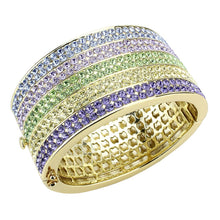 Load image into Gallery viewer, LO4277 - Gold Brass Bangle with Top Grade Crystal  in Multi Color