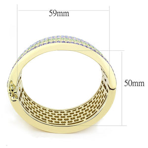 LO4277 - Gold Brass Bangle with Top Grade Crystal  in Multi Color