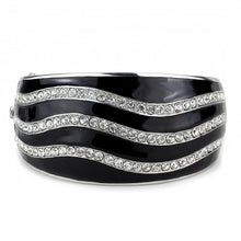 Load image into Gallery viewer, LO4278 - Rhodium Brass Bangle with Top Grade Crystal  in Clear