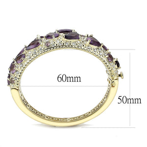 LO4281 - Gold Brass Bangle with Synthetic  in Amethyst