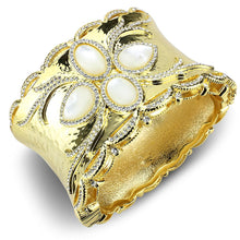 Load image into Gallery viewer, LO4285 - Gold Brass Bangle with Synthetic  in White