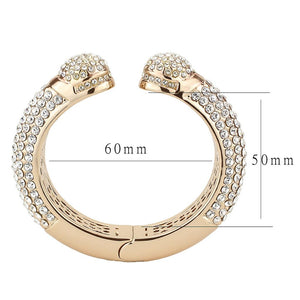 LO4290 - Flash Rose Gold Brass Bangle with Top Grade Crystal  in Clear