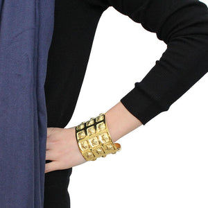 LO4297 - Matte Gold & Gold Brass Bangle with No Stone