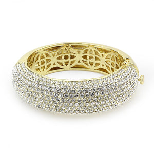 LO4301 - Flash Gold Brass Bangle with Top Grade Crystal  in Clear