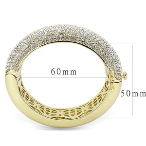 LO4301 - Flash Gold Brass Bangle with Top Grade Crystal  in Clear