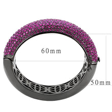 Load image into Gallery viewer, LO4303 - TIN Cobalt Black Brass Bangle with Top Grade Crystal  in Fuchsia