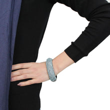 Load image into Gallery viewer, LO4305 - TIN Cobalt Black Brass Bangle with Top Grade Crystal  in Sea Blue