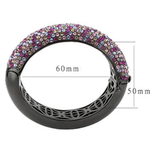 Load image into Gallery viewer, LO4306 - TIN Cobalt Black Brass Bangle with Top Grade Crystal  in Multi Color