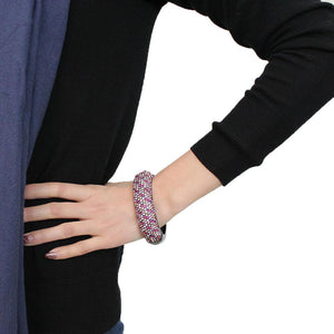 LO4306 - TIN Cobalt Black Brass Bangle with Top Grade Crystal  in Multi Color