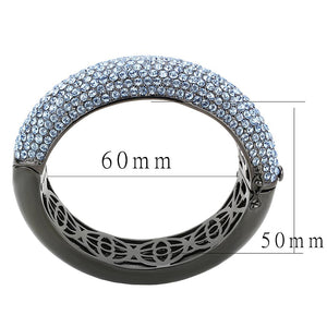 LO4307 - TIN Cobalt Black Brass Bangle with Top Grade Crystal  in Aquamarine