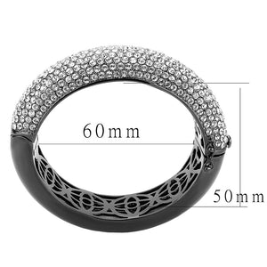 LO4308 - TIN Cobalt Black Brass Bangle with Top Grade Crystal  in Clear