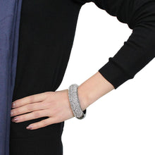 Load image into Gallery viewer, LO4308 - TIN Cobalt Black Brass Bangle with Top Grade Crystal  in Clear