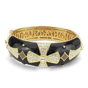 LO4309 - Gold Brass Bangle with Top Grade Crystal  in Clear