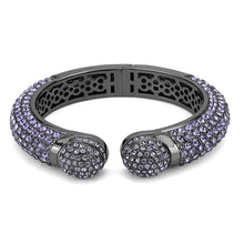 Load image into Gallery viewer, LO4312 - TIN Cobalt Black Brass Bangle with Top Grade Crystal  in Tanzanite