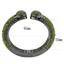 Load image into Gallery viewer, LO4314 - TIN Cobalt Black Brass Bangle with Top Grade Crystal  in Peridot