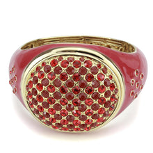 Load image into Gallery viewer, LO4327 - Gold Brass Bangle with Synthetic Synthetic Glass in Red Series