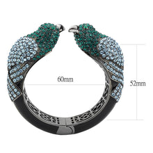 Load image into Gallery viewer, LO4332 - Ruthenium Brass Bangle with Top Grade Crystal  in Multi Color