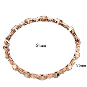 LO4342 Rose Gold Brass Bangle with AAA Grade CZ in Clear