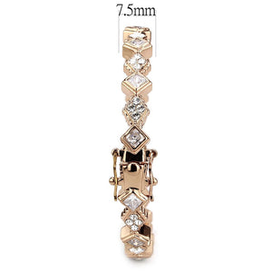 LO4342 Rose Gold Brass Bangle with AAA Grade CZ in Clear