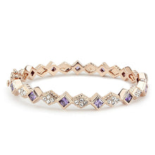 Load image into Gallery viewer, LO4343 - Rose Gold Brass Bangle with AAA Grade CZ  in Amethyst