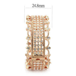 LO4344 - Rose Gold Brass Bangle with Top Grade Crystal  in Clear