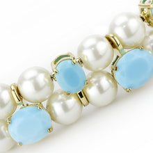 Load image into Gallery viewer, LO4661 - Gold Brass Necklace with Synthetic Glass Bead in White